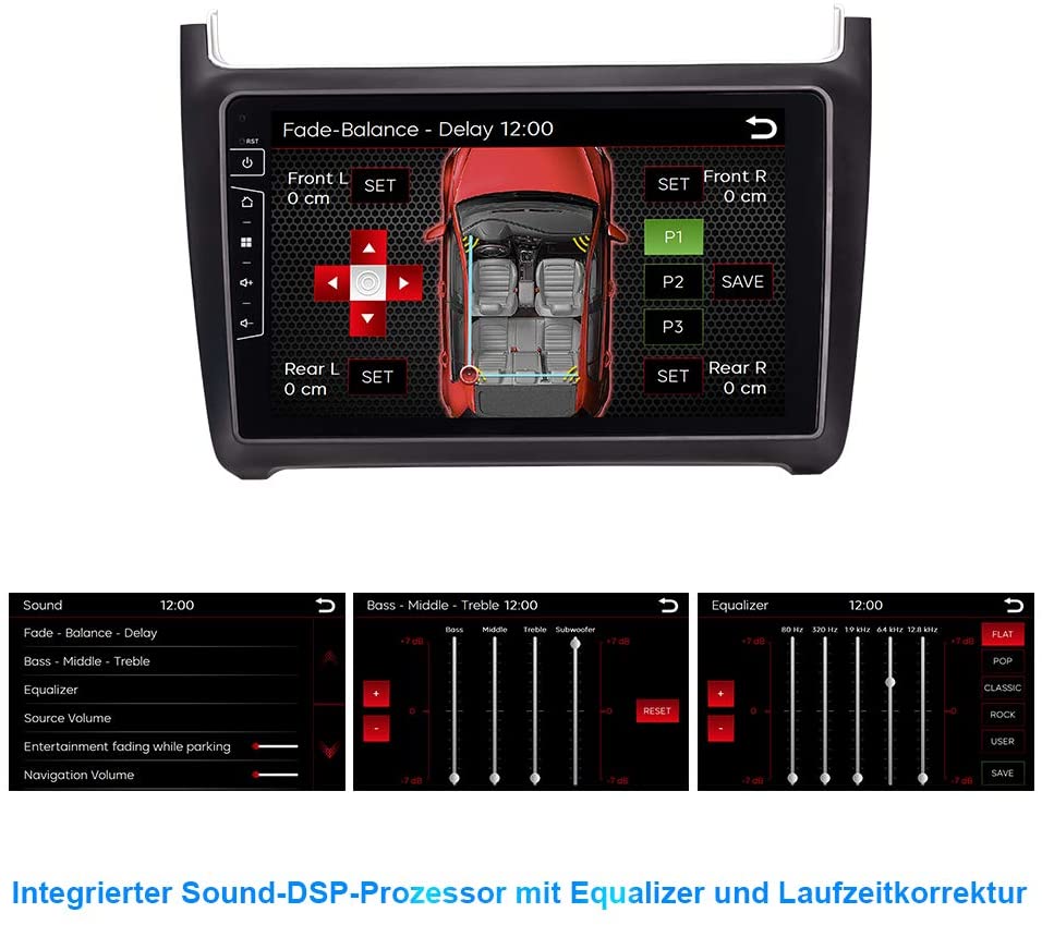 Navigatie geschikt voor VW Polo vanaf 2010 touch Screen parrot carkit overname boordcomputer TMC DAB+ Carplay android auto