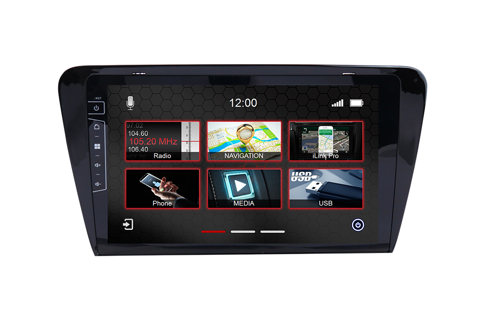 Navigatie skoda octavia III vanaf 2013 touch Screen parrot carkit overname boordcomputer TMC Carplay android Auto 