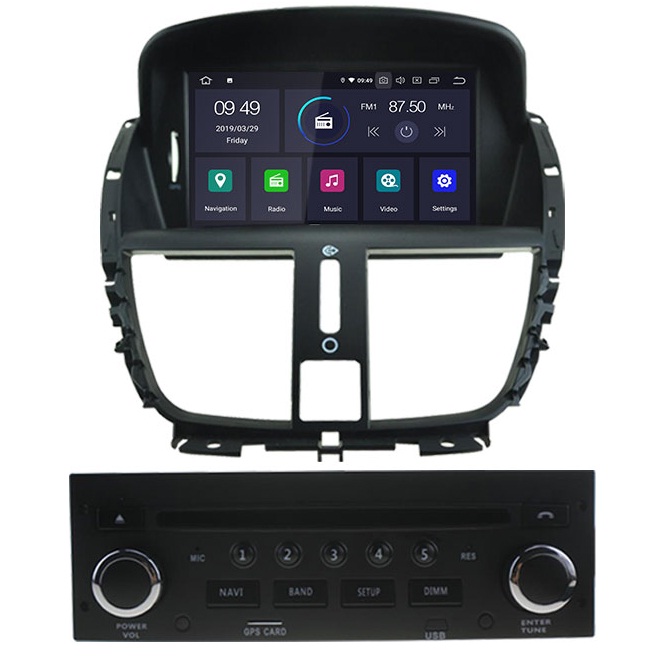 Peugeot 207 radio navigatie dvd carkit android 10 usb dab+
