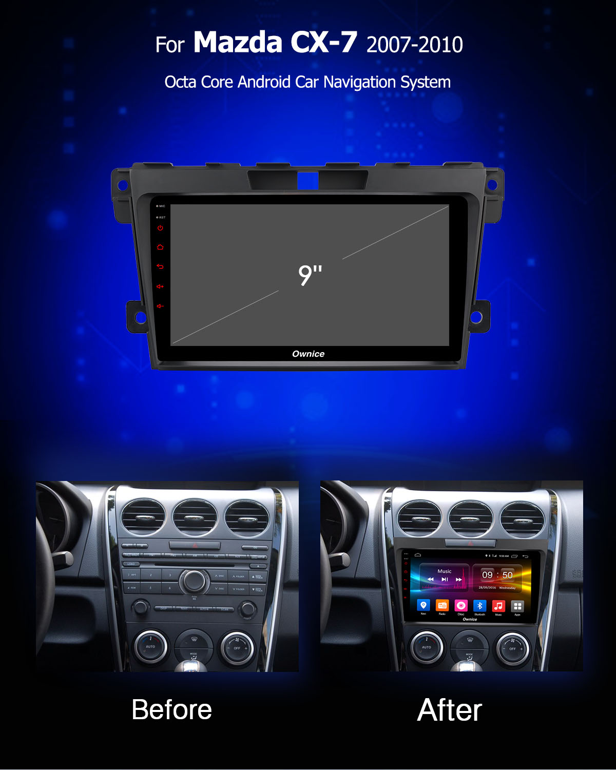 Mazda CX-7  2008-2015 radio navigatie 10 inch android 10 apple carplay android auto 