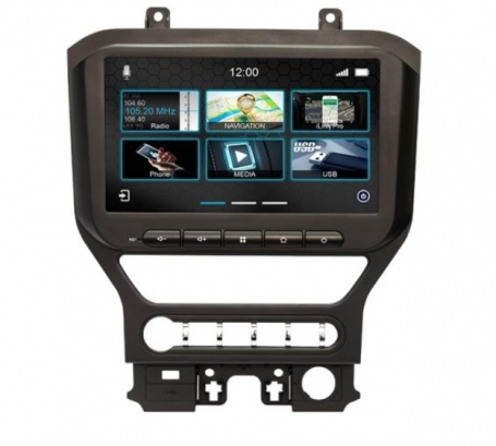 Navigatie Ford mustang 2015-2021 touch Screen parrot carkit overname boordcomputer Carplay android auto met origineel 8 inch