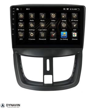 Peugeot 207 radio navigatie carkit android 14 draadloos apple carplay android auto usb 64GB