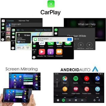 Navigatie Mini dvd carkit touchscreen usb sd wifi android 12 met apple carplay