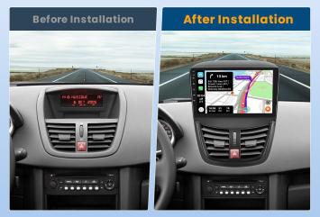Peugeot 207 radio navigatie carkit android 14 draadloos apple carplay android auto usb 64GB