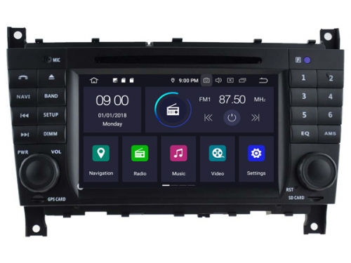 Mercedes C klasse 2004-2007 navigatie dvd carkit android 12 apple carplay android auto 